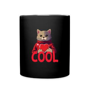 Cool Katze - Cool Cat - Tasse einfarbig - Schwarz - Vorne