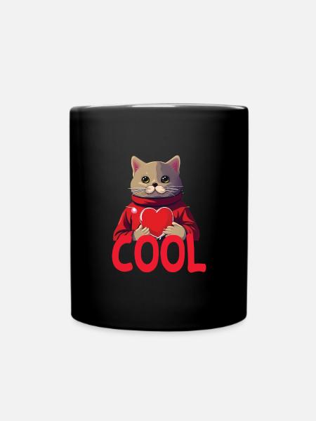 Cool Katze - Cool Cat - Tasse einfarbig - Schwarz