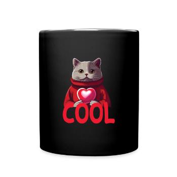 Cool Katze - Cool Cat - Tasse einfarbig - Schwarz - Vorne