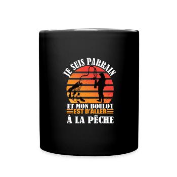 Parrain pêcheur maillot homme humour cadeau tshirt - Mug uni - noir - Devant