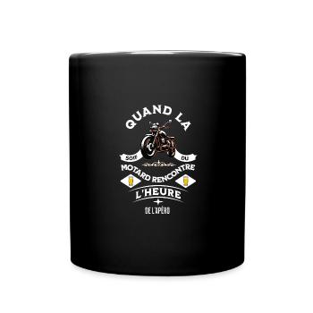 Homme humour moto apéro bière cadeau pour motard - Mug uni - noir - Devant