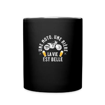 Homme humour moto apéro bière cadeau pour motard - Mug uni - noir - Devant