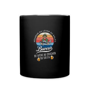 Pêcheur bière apéro humour cadeau pour homme - Mug uni - noir - Devant