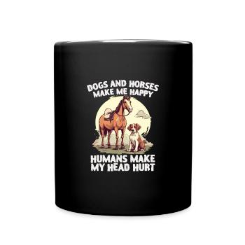 Hunden Und Pferden - Tasse einfarbig - Schwarz - Vorne