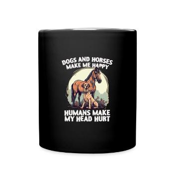 Hunden Und Pferden - Tasse einfarbig - Schwarz - Vorne