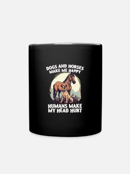 Hunden Und Pferden - Tasse einfarbig - Schwarz