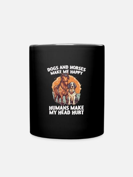 Hunden Und Pferden - Tasse einfarbig - Schwarz
