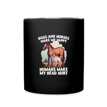 Hunden Und Pferden - Tasse einfarbig - Schwarz - Vorne