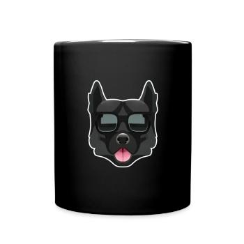 Schwarzer Hund mit Sonnenbrille - Tasse einfarbig - Schwarz - Vorne