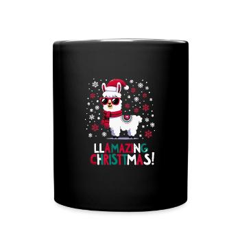 Llamazing Christmas Dark Design - Full Colour Mug - black - Front