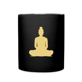 Sitzender Buddha - Tasse einfarbig - Schwarz - Vorne