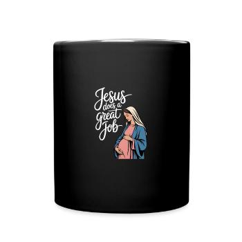 Jesus does a great Job - Tasse einfarbig - Schwarz - Vorne