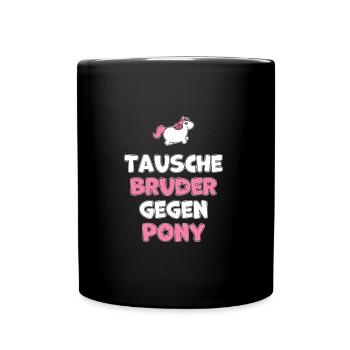 Bruder Pony lustiges Geschwister Geschenk - Tasse einfarbig - Schwarz - Vorne
