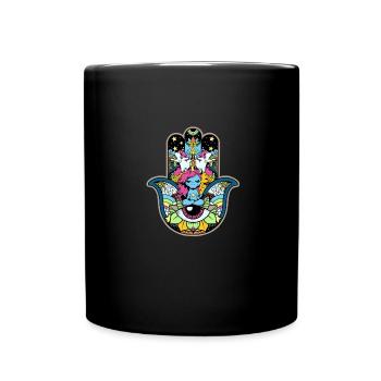 Einhorn Hamsa Hand Yoga TShirt Geschenk - Tasse einfarbig - Schwarz - Vorne