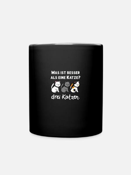 Drei Lustige Katzen Geschenk für Katzenhalter - Tasse einfarbig - Schwarz