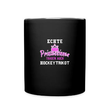 Eishockey Eis Hockey Inline Prinzessin - Tasse einfarbig - Schwarz - Vorne