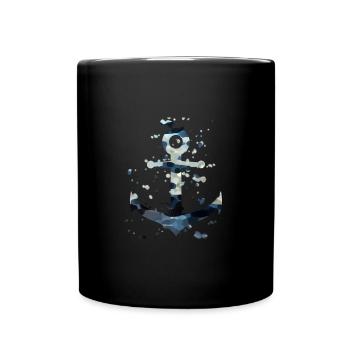 Watercolor anchor - Full Colour Mug - black - Front