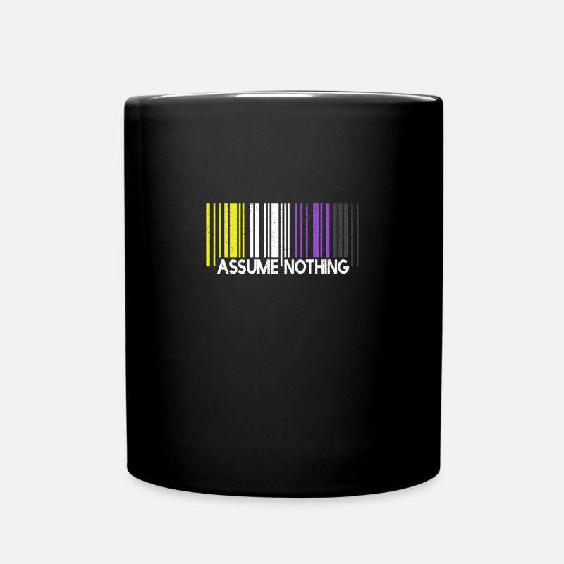 Assume Nothing Nonbinary Flag Barcode Enby - Tasse einfarbig - Schwarz