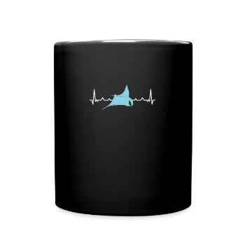 Manta Ray Heartbeat Animal Sea Rays Stingray - Tasse einfarbig - Schwarz - Vorne