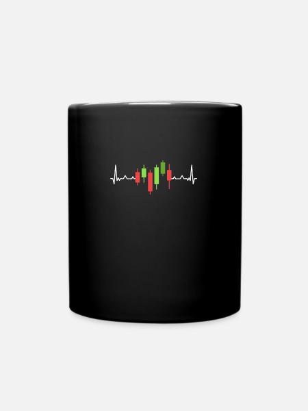 Stock Investor Heartbeat Trade Investing - Full Colour Mug - black