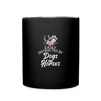 Easily Distracted By Dogs And Horses Horse Riding - Tasse einfarbig - Schwarz - Vorne