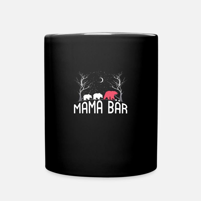 Mama Bär 2 Junge Kinder Wandernde Sterne Mond - Tasse einfarbig - Schwarz