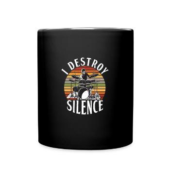 I Destroy Silence Funny Drummer Band Music - Full Colour Mug - black - Front