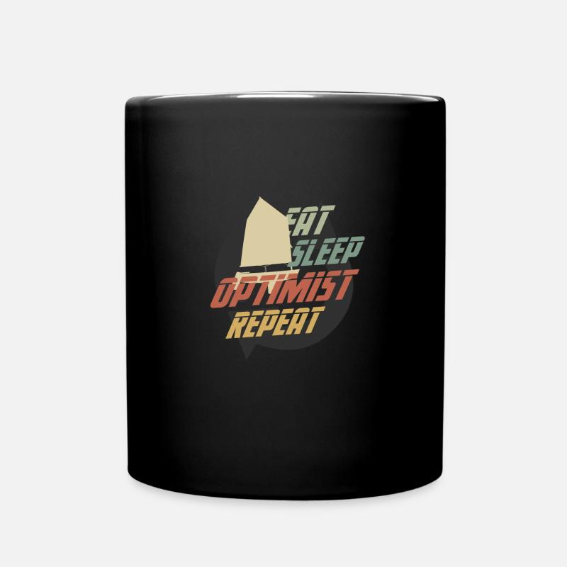 Retro Eat Sleep Optimist Repeat OPTIMIST PRESENT - Full Colour Mug - black