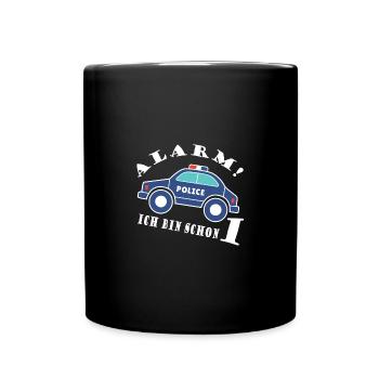 Alarm ich bin schon 1 Polizei - Tasse einfarbig - Schwarz - Vorne