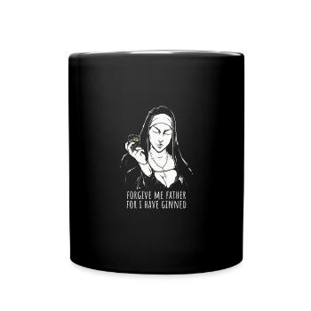 Gin Saying Forgive Me Father For I Have Ginned - Full Colour Mug - black - Front