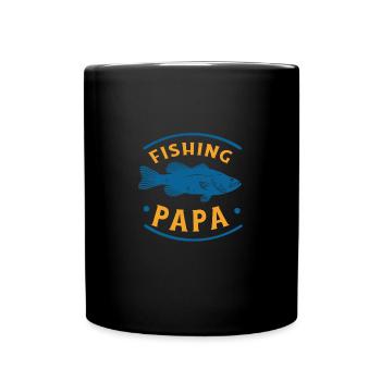 Angeln Fishing Papa Angler - Tasse einfarbig - Schwarz - Vorne