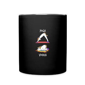 Vodka Unicorn Party Rainbow Funny Yoga - Full Colour Mug - black - Front