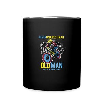 Motocross -Zitat unterschätzt nie einen alten Mann - Tasse einfarbig - Schwarz - Vorne