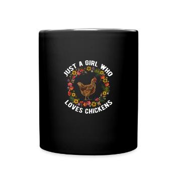 Poulet juste une fille qui aime la ferme de citation drôle - Mug uni - noir - Devant