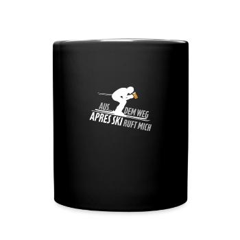 Skier mit Bier aus dem weg Apres Ski - Tasse einfarbig - Schwarz - Vorne