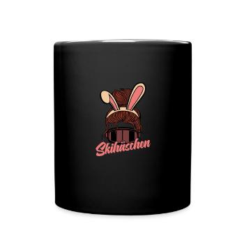 Skihäschen Apres Ski Skihase Kostüm - Tasse einfarbig - Schwarz - Vorne