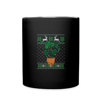 Monstera Ugly Christmas Style Plants - Full Colour Mug - black - Front