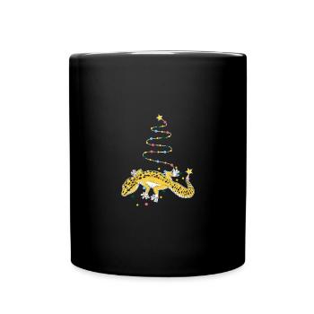 Weihnachten Pyjama Leopard Gecko Tiere Liebhaber - Tasse einfarbig - Schwarz - Vorne