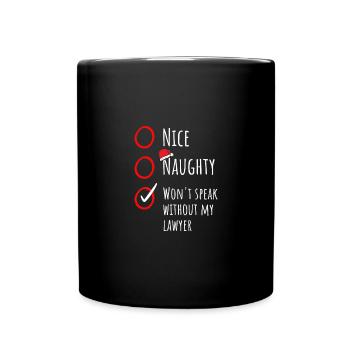 Funny Nice Naughty Lawyer Innocent Christmas List - Tasse einfarbig - Schwarz - Vorne