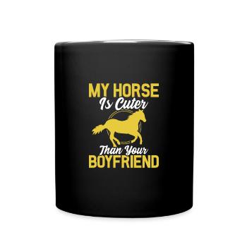 Mein Pferd ist niedlicher als dein Freund - Tasse einfarbig - Schwarz - Vorne