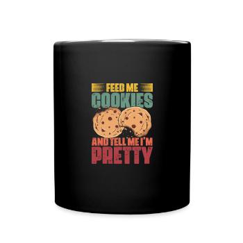 Feed Me Cookies Retro Cookie Eater For A Cookie - Full Colour Mug - black - Front