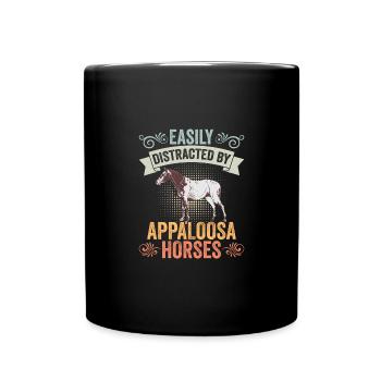Facilement distrait par de drôles de chevaux Appaloosa - Mug uni - noir - Devant