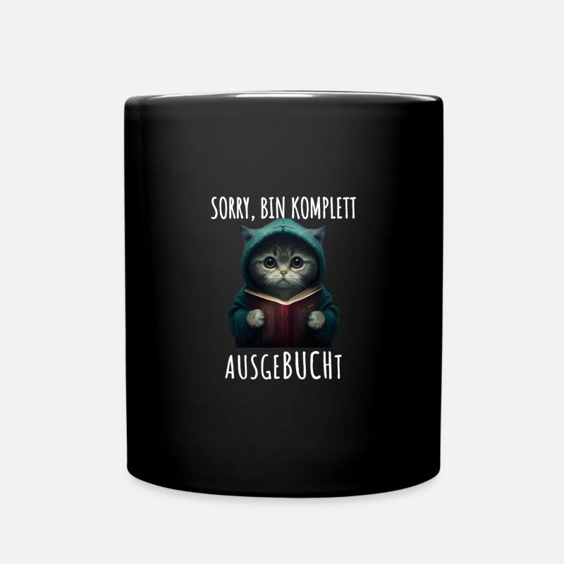 Chat avec livre Sorry bin Ausgebucht Bücherwurm - Mug uni - noir
