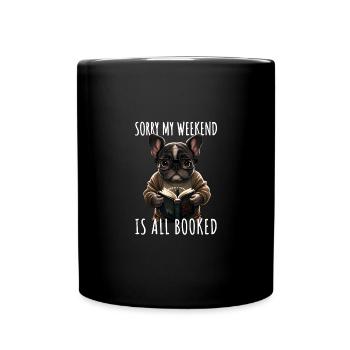 Dictée drôle de livres Bouledogue Ver de - Mug uni - noir - Devant