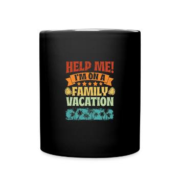 Beach Vacation Vibe Vintage Help Me I'm On A - Full Colour Mug - black - Front