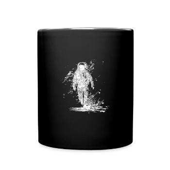 Astronaut in Unendlichkeit mit Blumen - Tasse einfarbig - Schwarz - Vorne