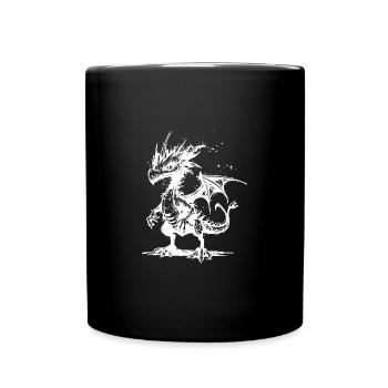 Cooler kleiner vintager Drache mit Flügel - Tasse einfarbig - Schwarz - Vorne