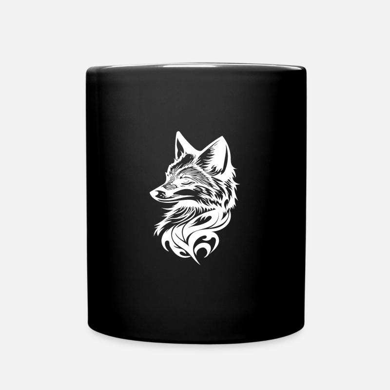 Fuchs Porträt in tribal Tattoo Tinte - Tasse einfarbig - Schwarz