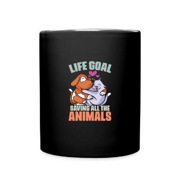 Objectif de vie rétro Sauvez tous les animaux pour un vétérinaire Med - Mug uni - noir - Devant
