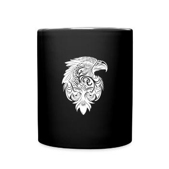 Adler in Vintage Tribal Tattoo Feder Style - Tasse einfarbig - Schwarz - Vorne